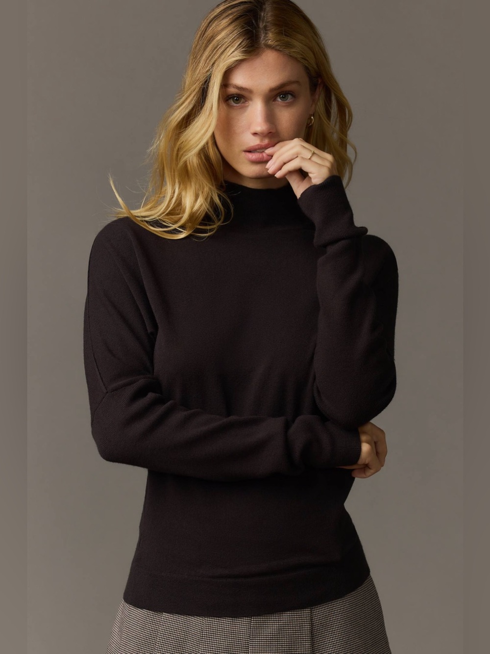 Elegant Minimalist Pilcro Mock Neck Batwing Sweater - Picture 1 of 9